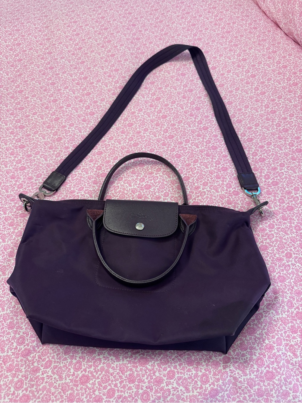 Longchamp Purple Women's Tote Bag with Detachable Strap